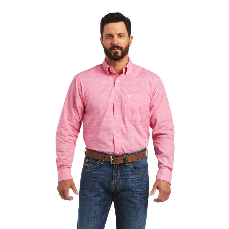 Camisas Ariat Solid Slub Classic Fit Rosas Hombre - Chile 143-IFCDJX